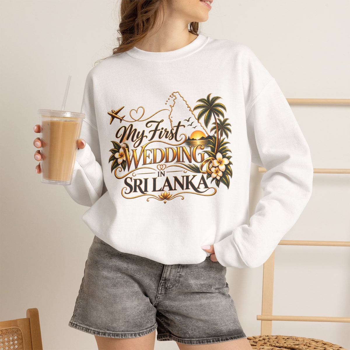Personalized Sri Lanka Wedding Sweatshirt | Name on Right Sleeve