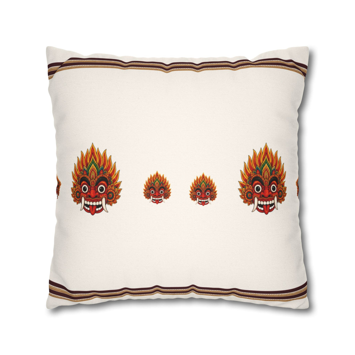 Raksha Mask Cushion Cover Sri Lankan Devil Dance Decorative Throw Pillow