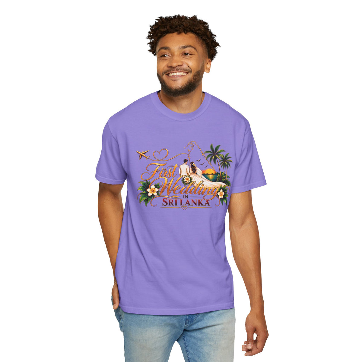Sri Lanka Destination Wedding T-Shirt — "First Wedding Sri Lanka" Couple Tee (Roshini & Rohan 2026)