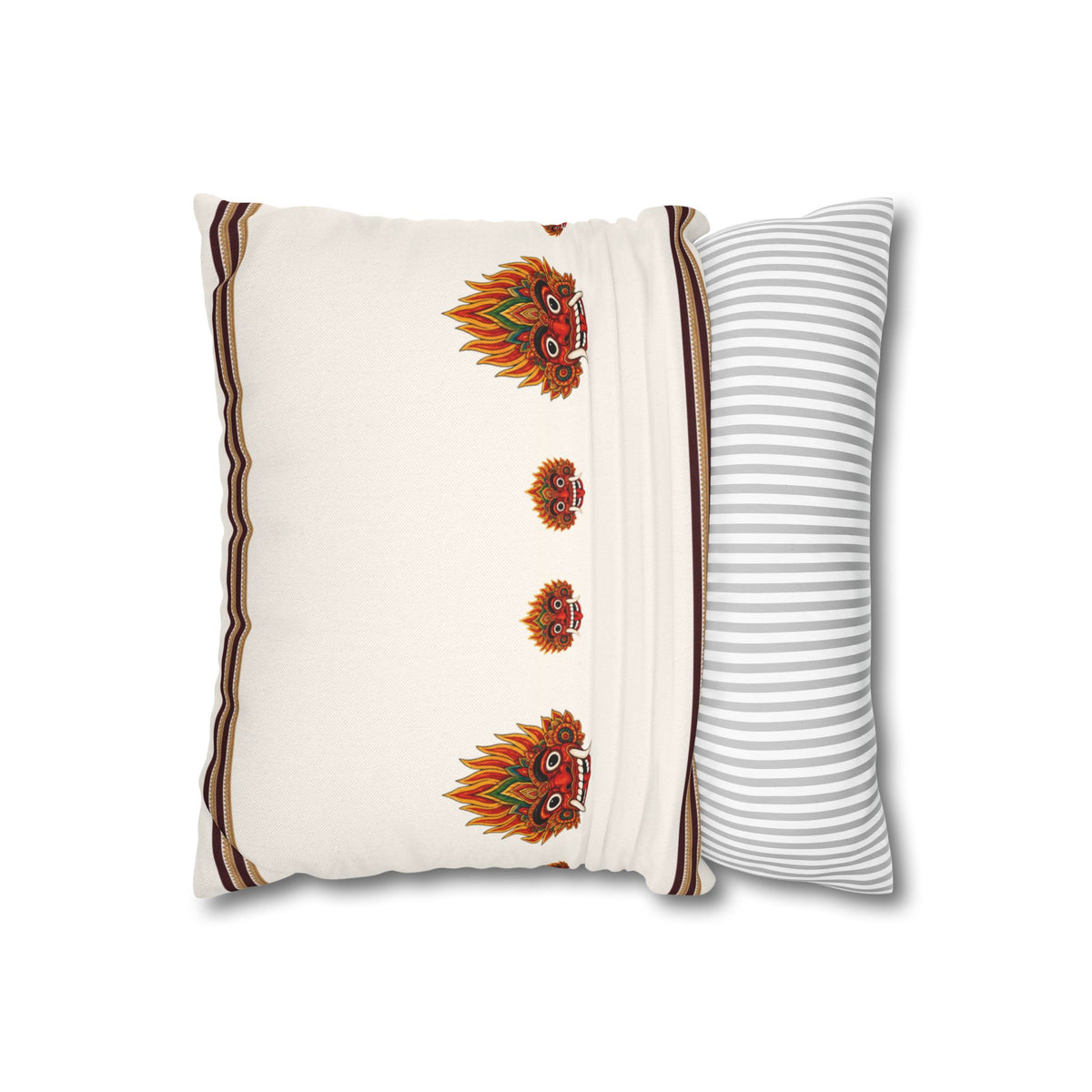 Raksha Mask Cushion Cover Sri Lankan Devil Dance Decorative Throw Pillow