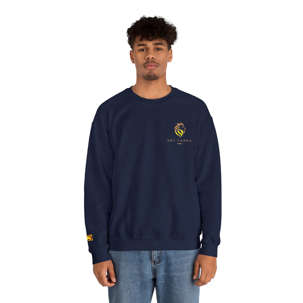 Embroideredlion face srilanka flag Minimal Palm Crest Sweatshirt — Small Tropical Logo Crewneck