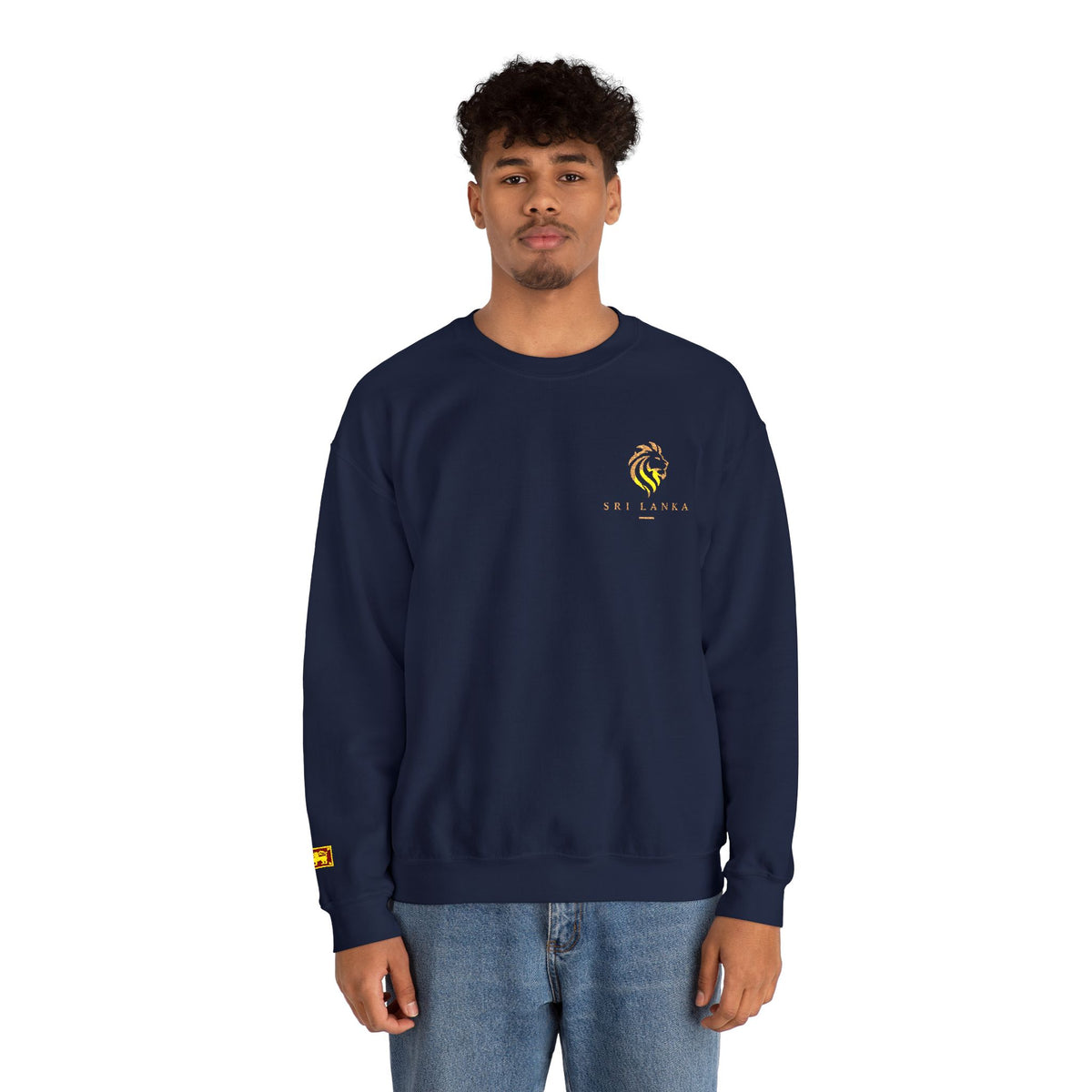 Embroideredlion face srilanka flag Minimal Palm Crest Sweatshirt — Small Tropical Logo Crewneck