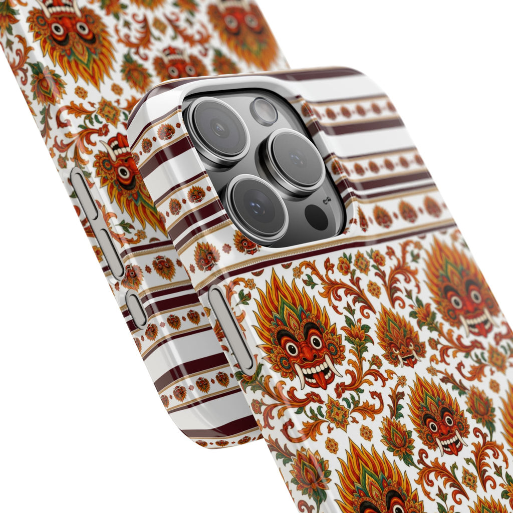 Sri Lankan Gift Slim Phone Case Raksha Floral Folk Mask Pattern