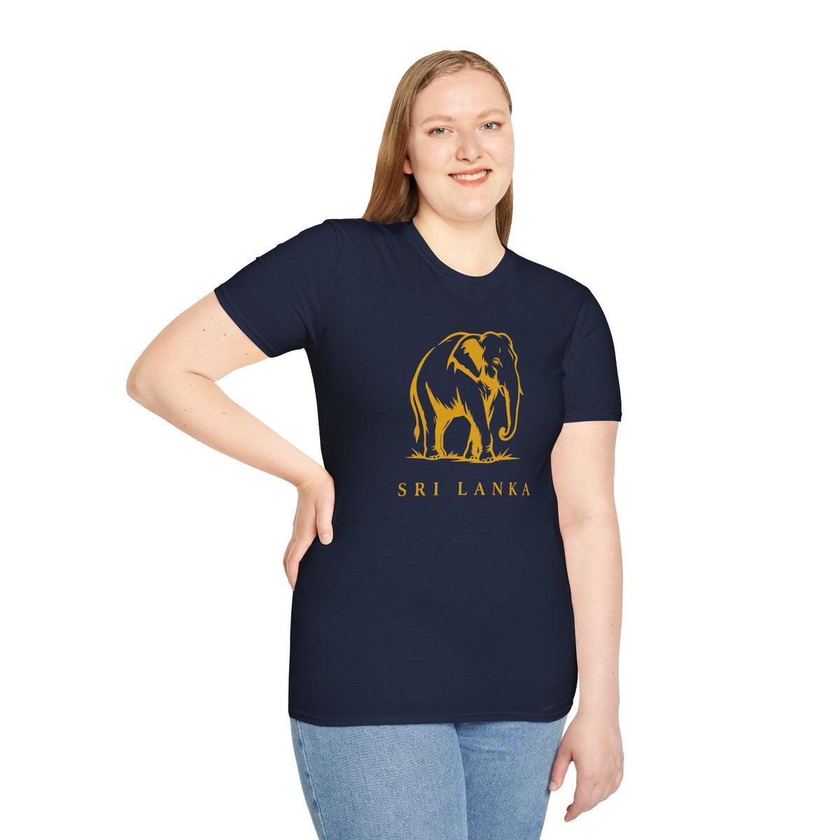 Sri Lanka Elephant Unisex T-Shirt Minimal Ochre Graphic Tee