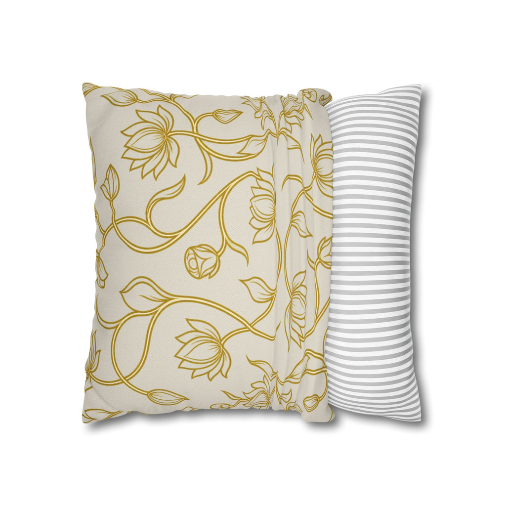 Ceylon Lotus Cushion Cover Sri Lankan Temple Flower Gold Botanical Pillow Case