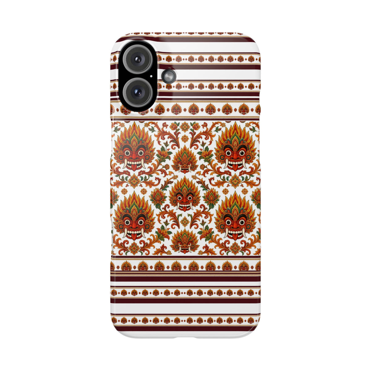 Sri Lankan Gift Slim Phone Case Raksha Floral Folk Mask Pattern