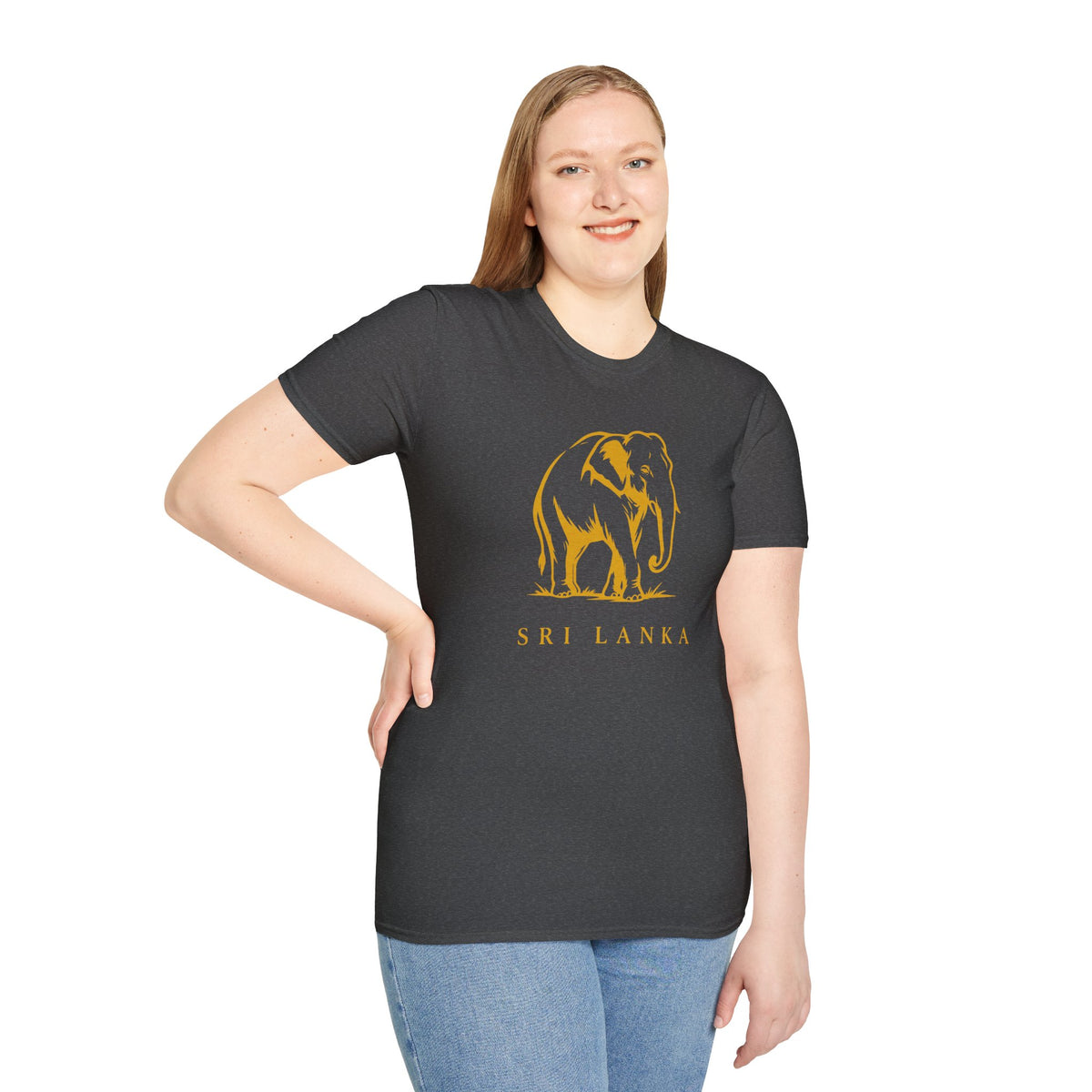 Sri Lanka Elephant Unisex T-Shirt Minimal Ochre Graphic Tee