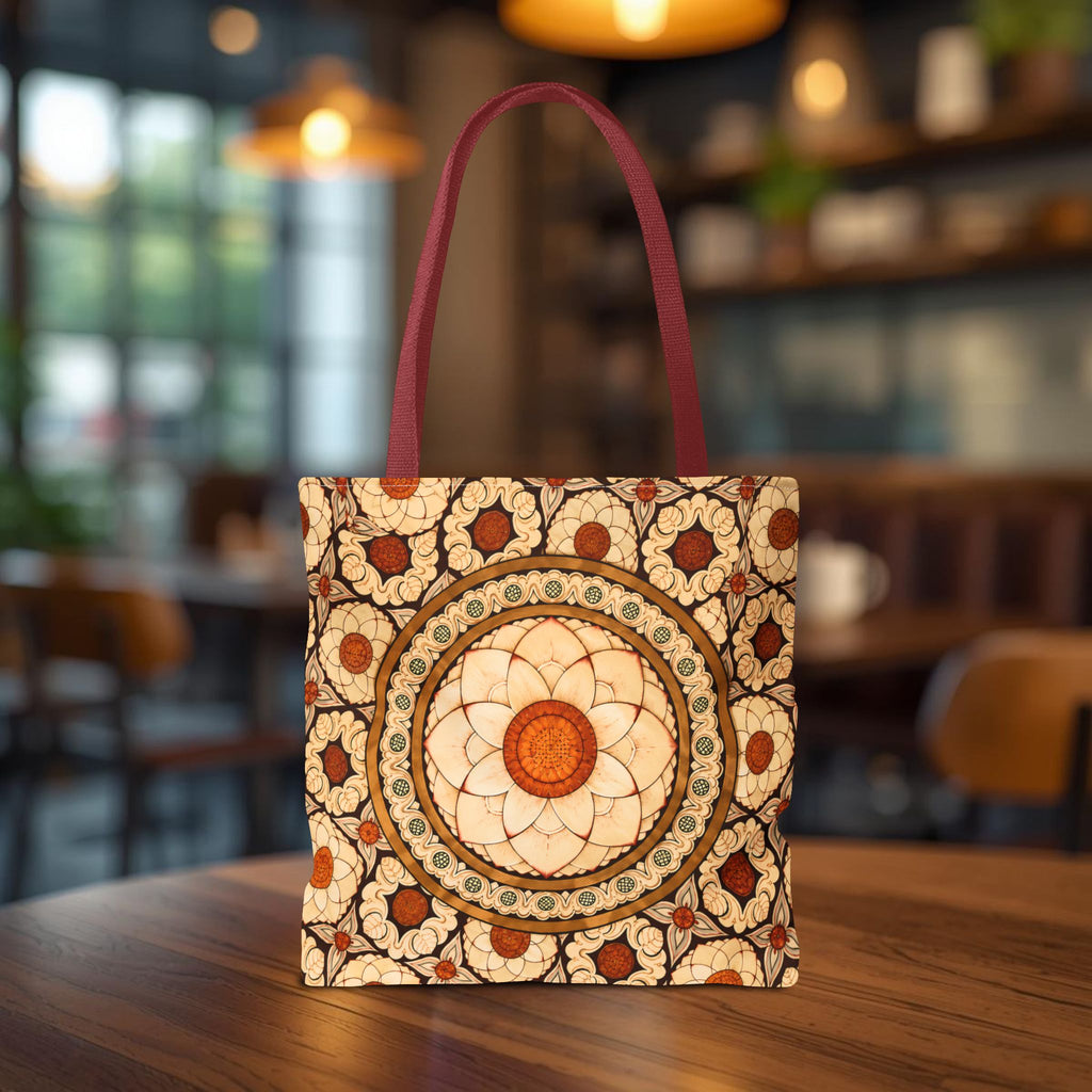 Sri Lankan Floral Mandala Tote Bag Cream & Terracotta