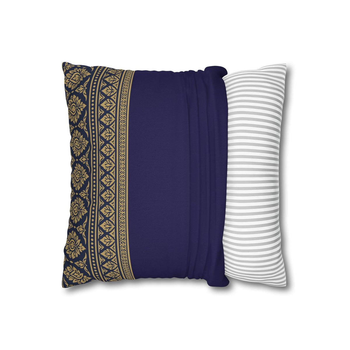 Navy & Gold Border Cushion Cover Sri Lankan Gift Pillowcase
