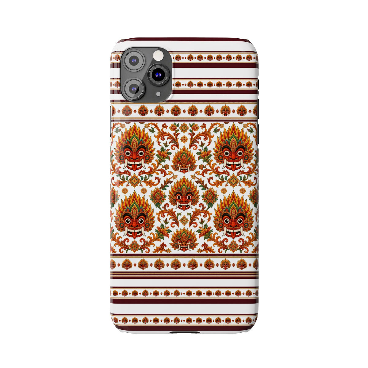Sri Lankan Gift Slim Phone Case Raksha Floral Folk Mask Pattern