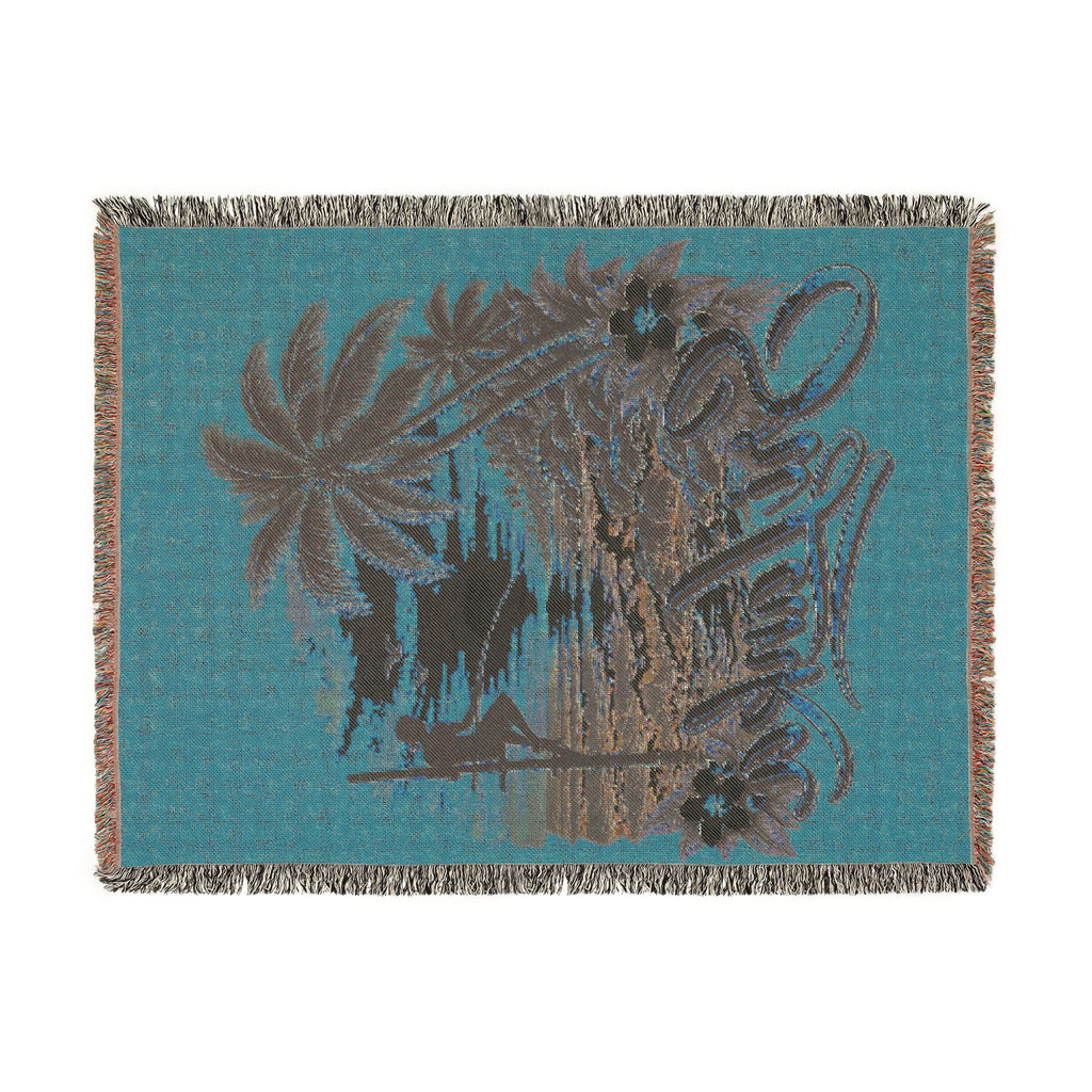 Sri Lanka Woven Cotton Blanket Stilt Fisherman Sunset