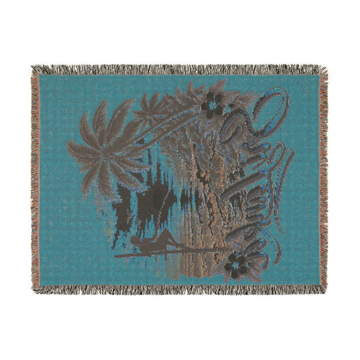 Sri Lanka Woven Cotton Blanket Stilt Fisherman Sunset