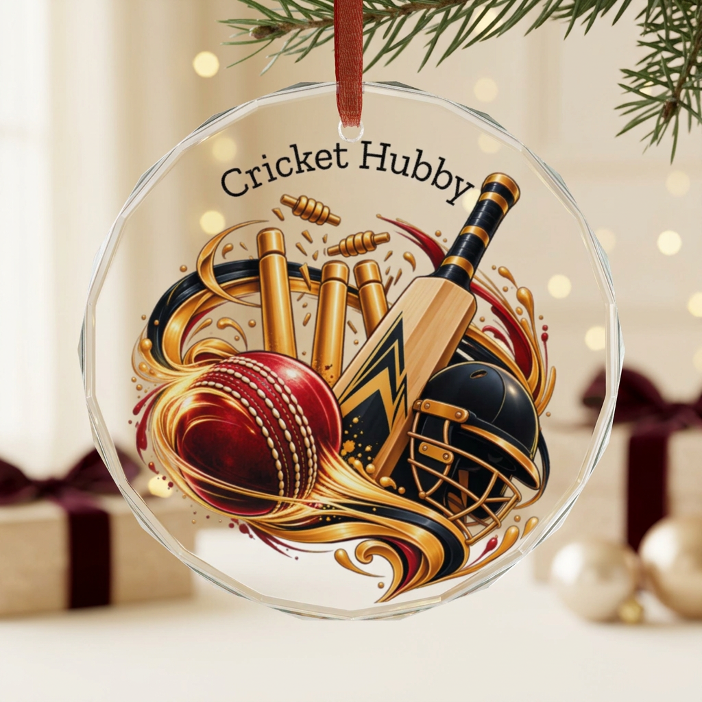 Cricket Christmas Glass Ornament | Sri Lankan Cricket Fan Gift
