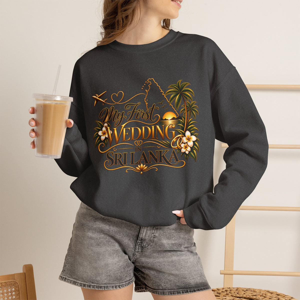 Personalized Sri Lanka Wedding Sweatshirt | Name on Right Sleeve