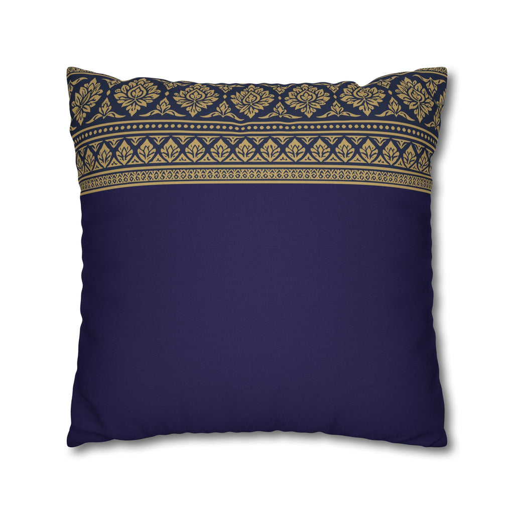 Navy & Gold Border Cushion Cover Sri Lankan Gift Pillowcase
