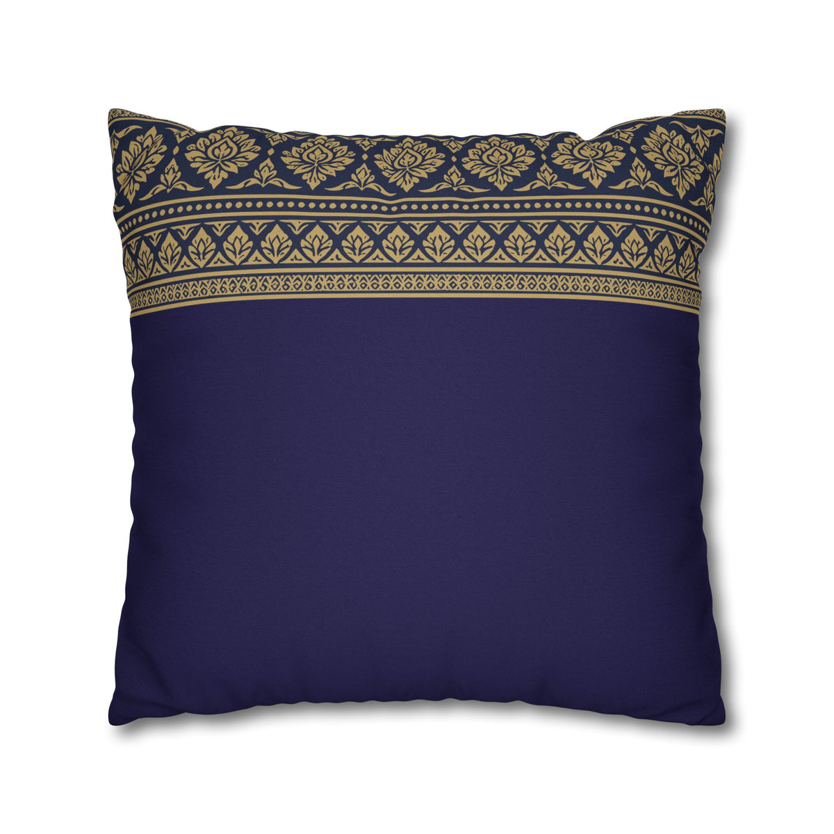 Navy & Gold Border Cushion Cover Sri Lankan Gift Pillowcase