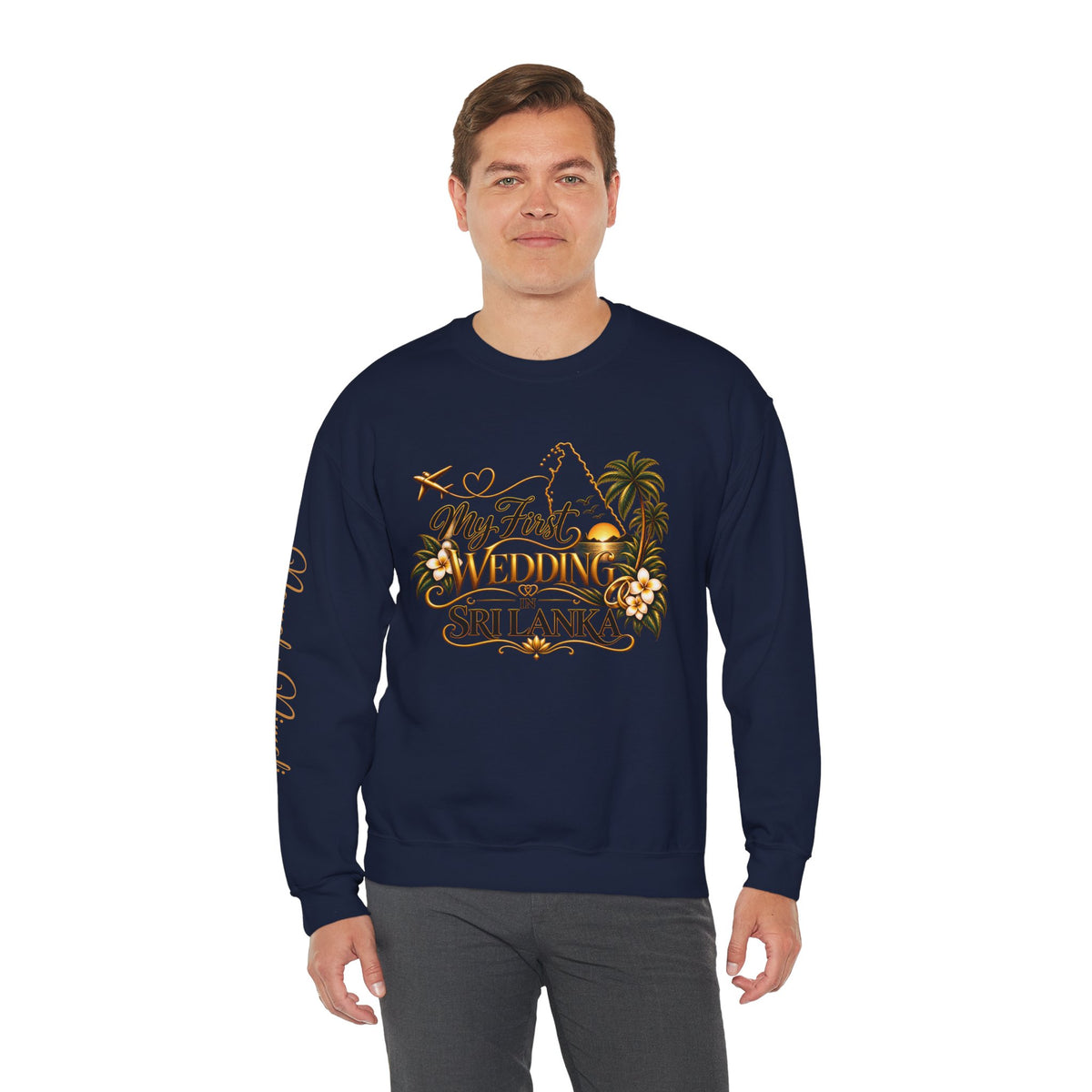 Personalized Sri Lanka Wedding Sweatshirt | Name on Right Sleeve
