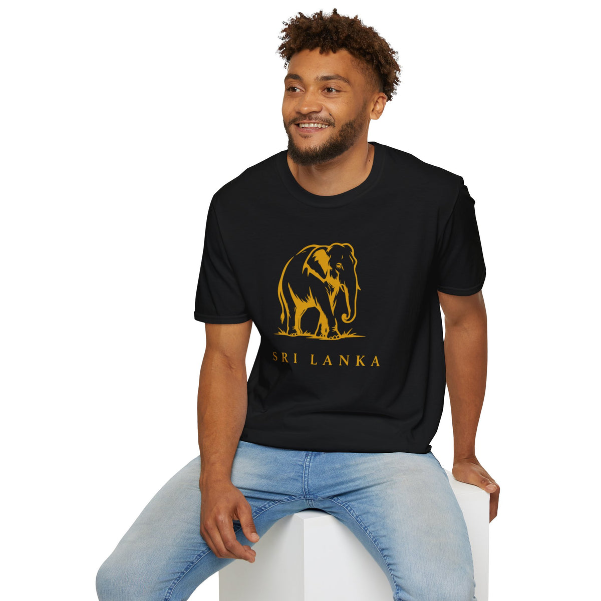 Sri Lanka Elephant Unisex T-Shirt Minimal Ochre Graphic Tee