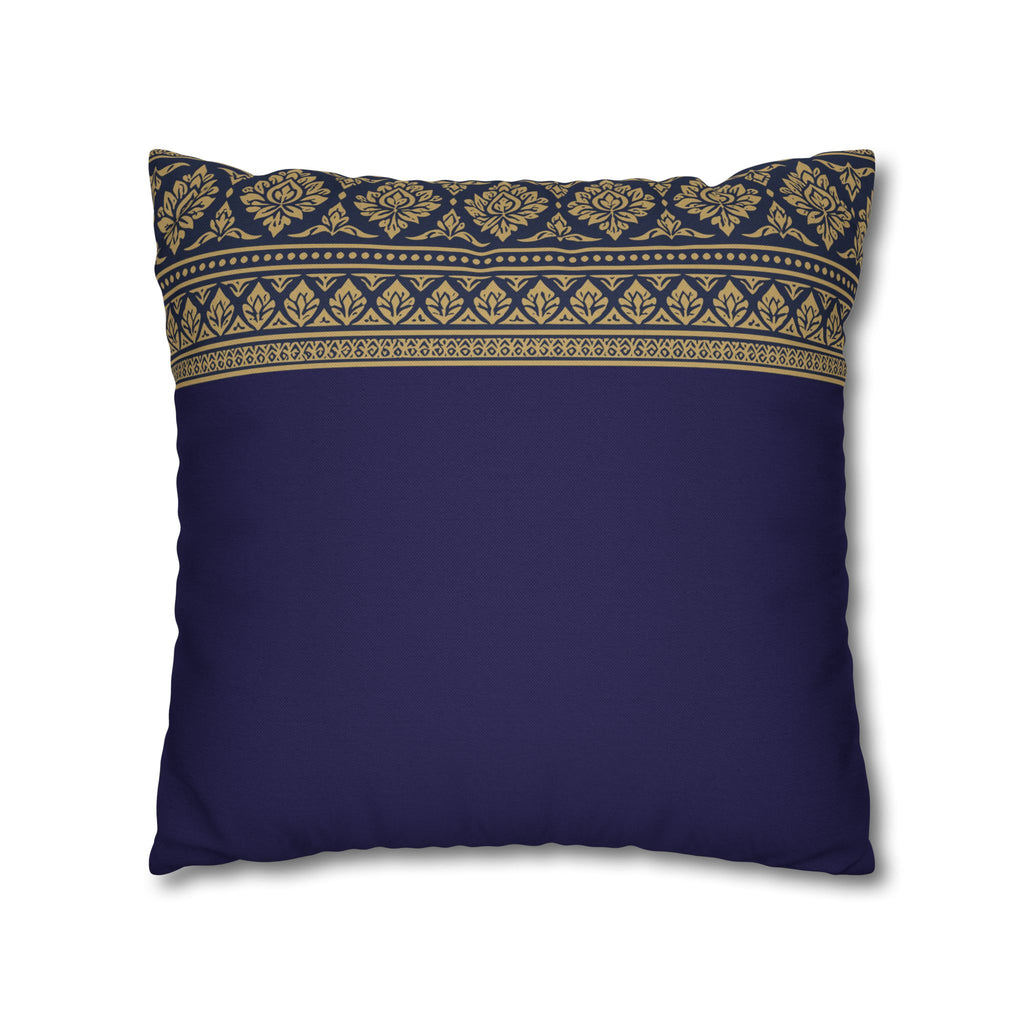 Navy & Gold Border Cushion Cover Sri Lankan Gift Pillowcase