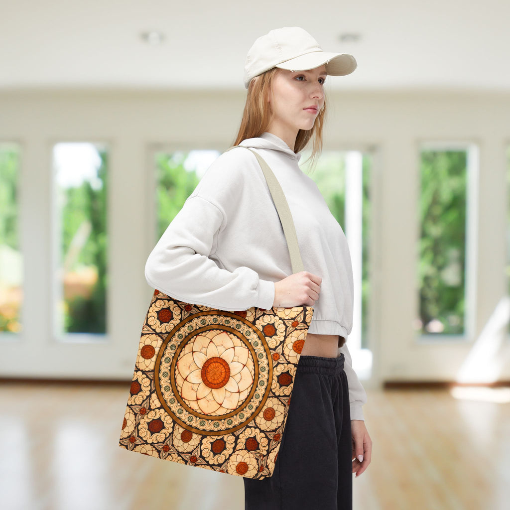 Sri Lankan Floral Mandala Tote Bag Cream & Terracotta