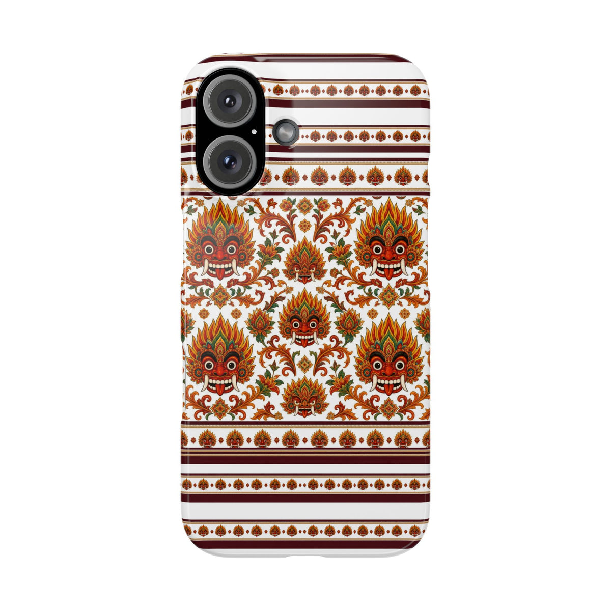 Sri Lankan Gift Slim Phone Case Raksha Floral Folk Mask Pattern