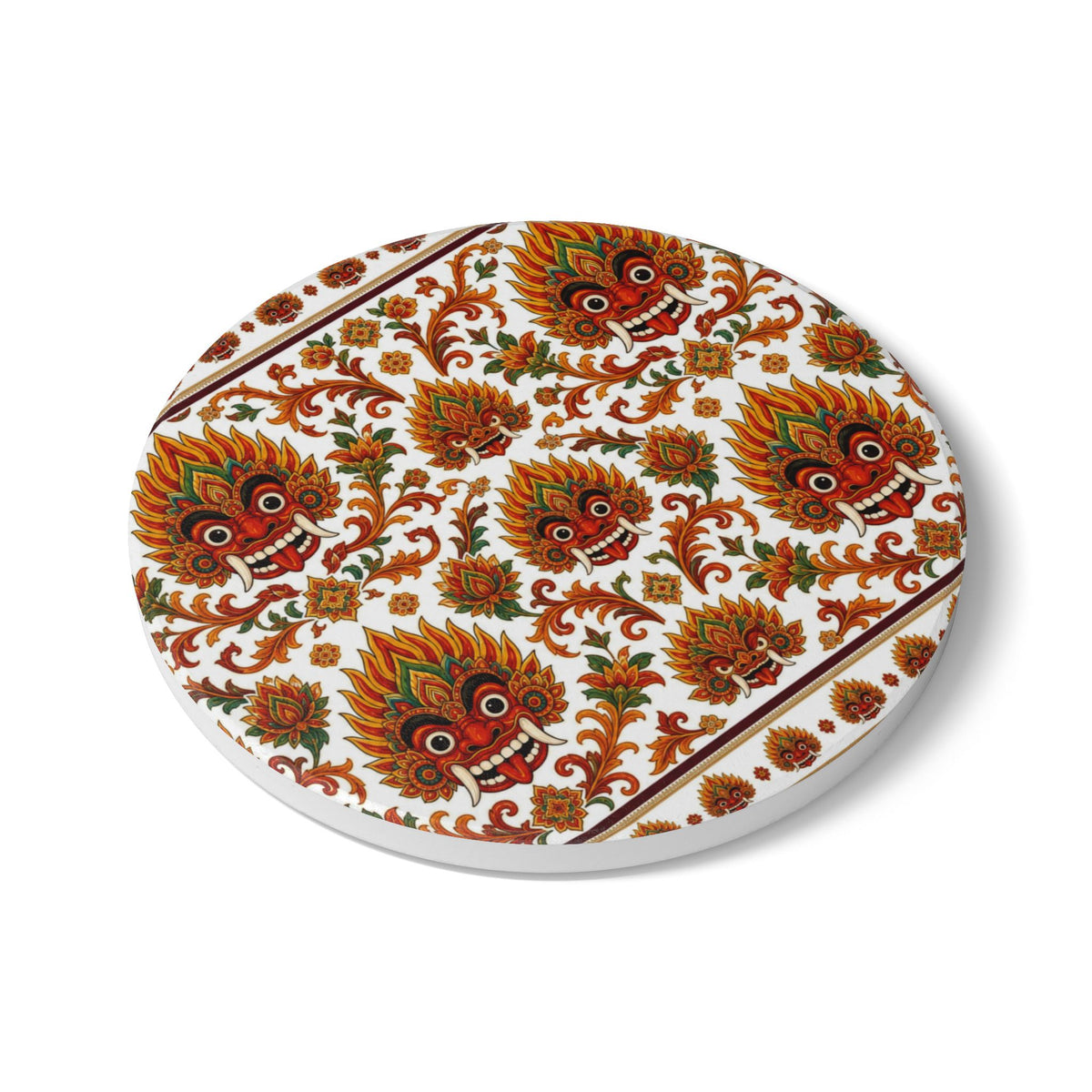 Sri Lanka Raksha Mask Ceramic Coaster  Kolam Devil Dance Pattern