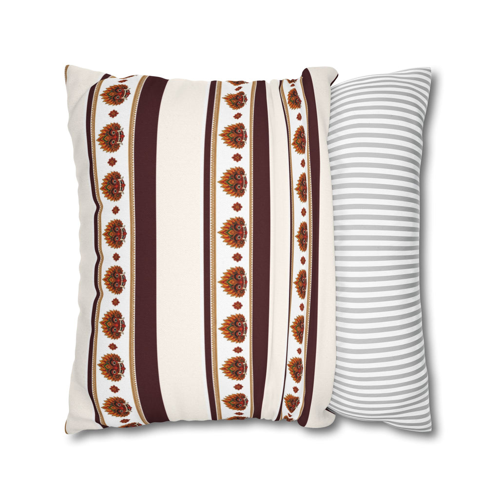 Raksha Stripe Cushion Cover Sri Lankan Devil Dance Repeat Pattern Throw Pillow
