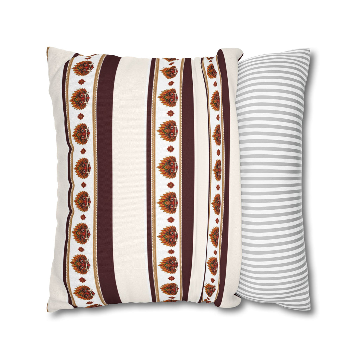 Raksha Stripe Cushion Cover Sri Lankan Devil Dance Repeat Pattern Throw Pillow