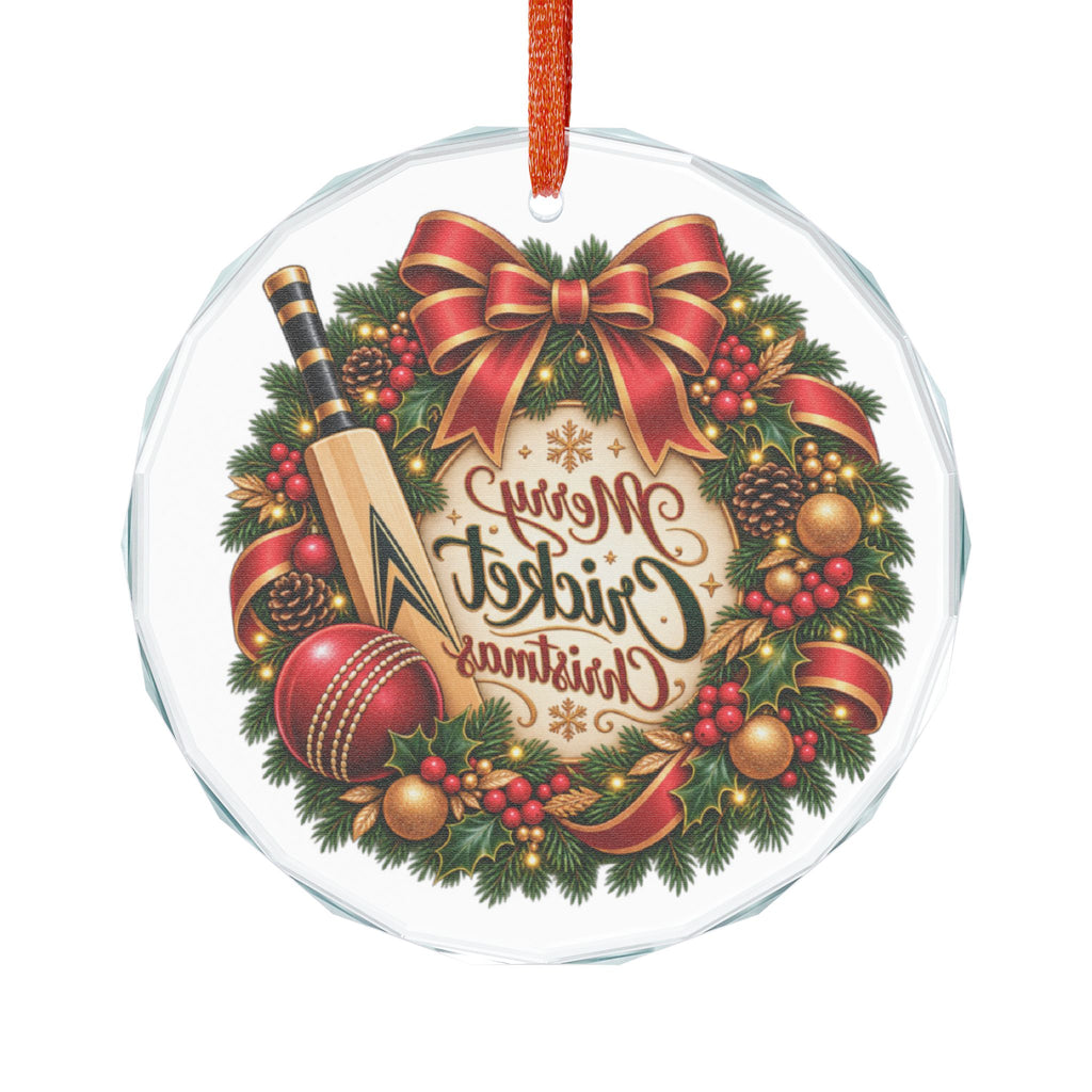 Merry Cricket Christmas Glass Ornament | Cricket Fan Gift