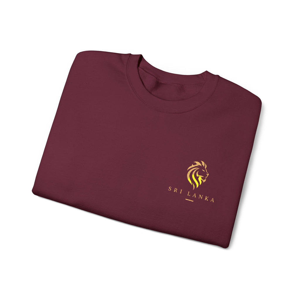 Embroideredlion face srilanka flag Minimal Palm Crest Sweatshirt — Small Tropical Logo Crewneck