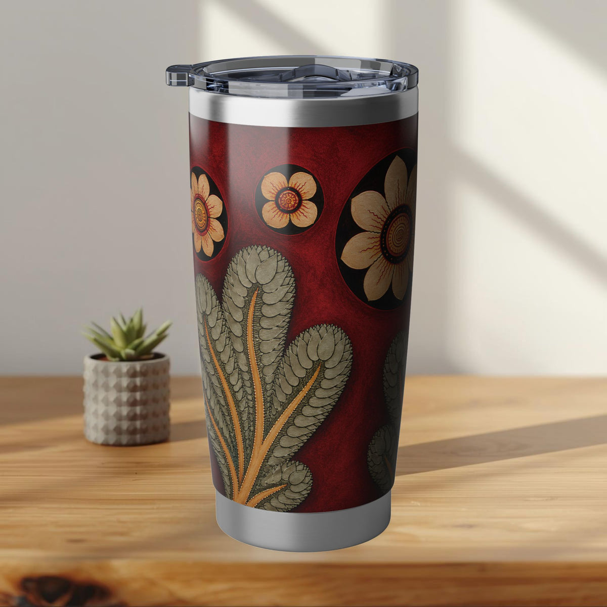 Sri Lanka Culture Floral Design Tumbler | 20oz Stainless Steel Travel Mug