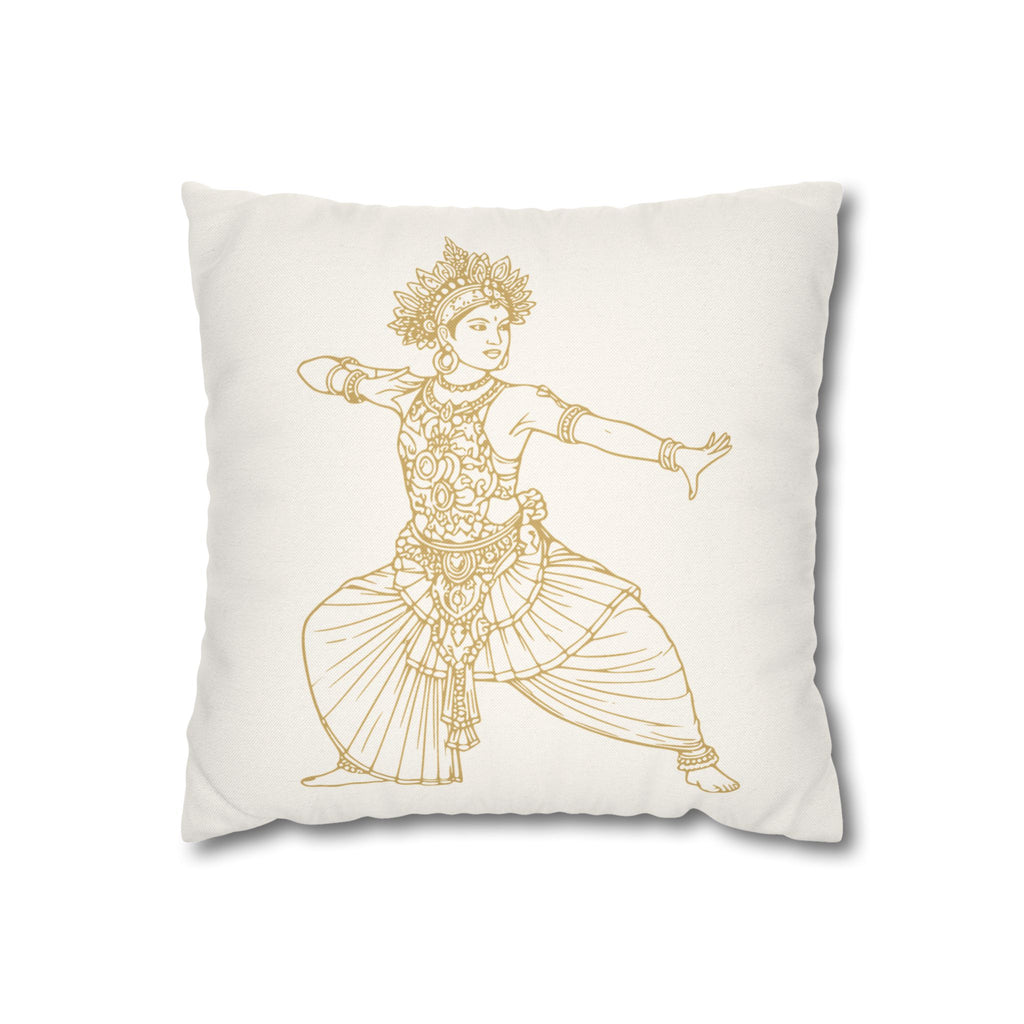 Sri Lankan Dancer Cushion Cover Gold Line Art Pillowcase