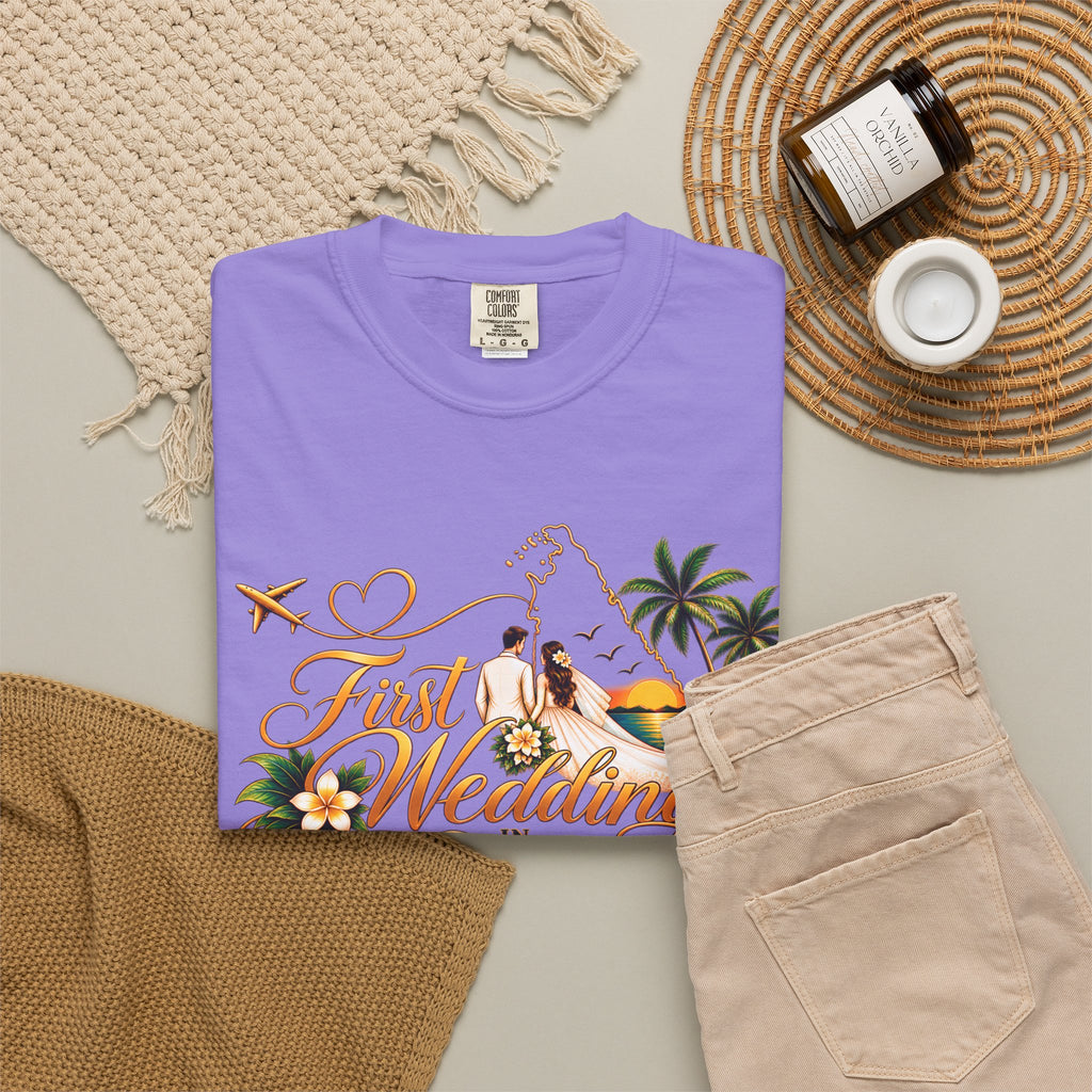 Sri Lanka Destination Wedding T-Shirt — "First Wedding Sri Lanka" Couple Tee (Roshini & Rohan 2026)