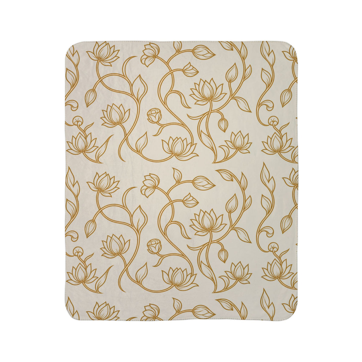 Ceylon Lotus Sherpa Blanket Sri Lankan Temple Flower Gold Botanical Fleece Throw