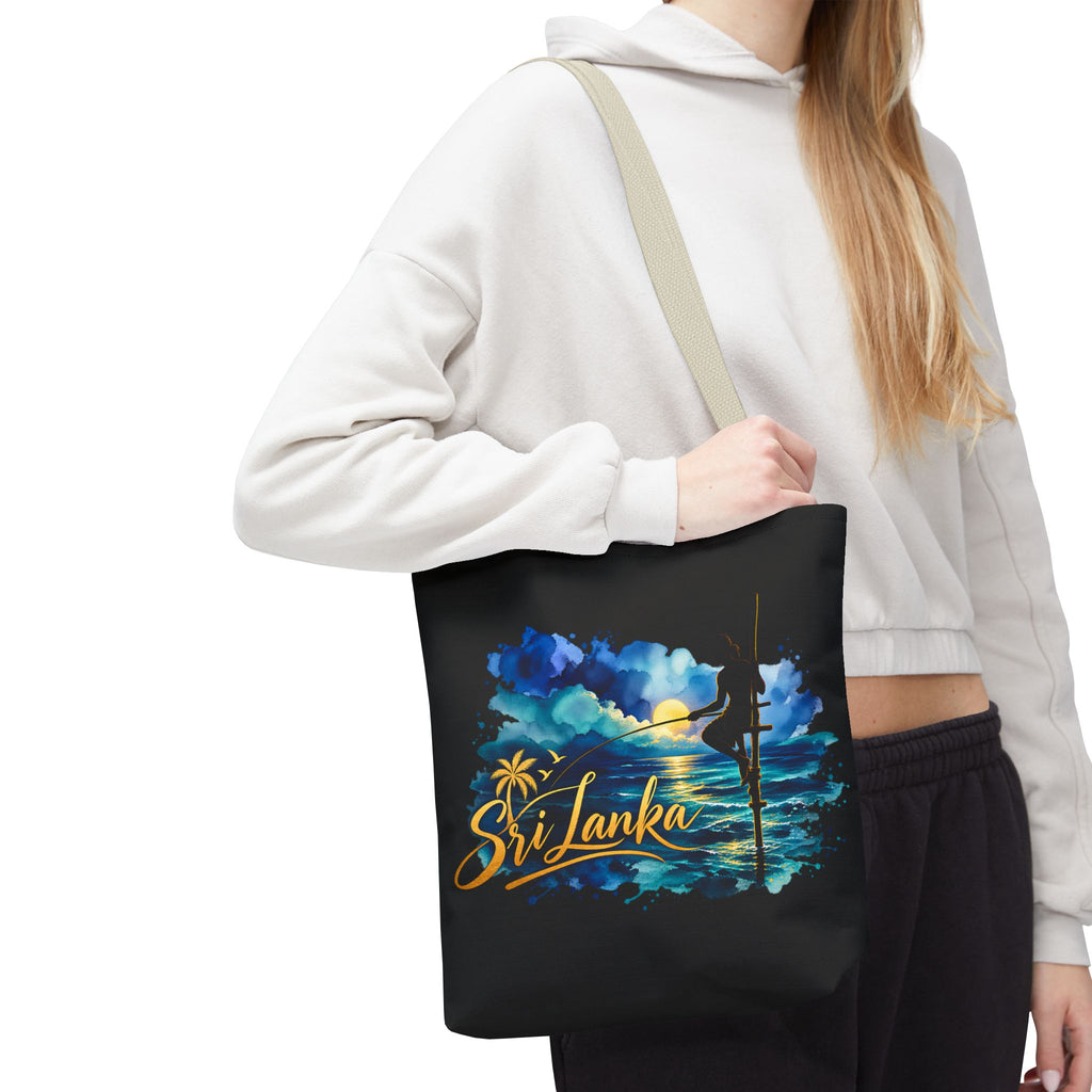 Sri Lanka Stilt Fisherman Tote Bag Island Dusk Beach Bag