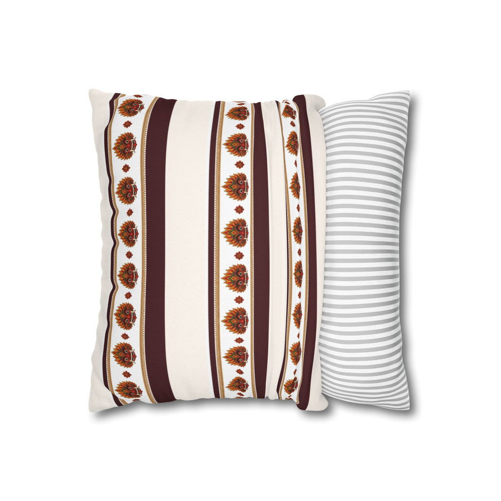 Raksha Stripe Cushion Cover Sri Lankan Devil Dance Repeat Pattern Throw Pillow