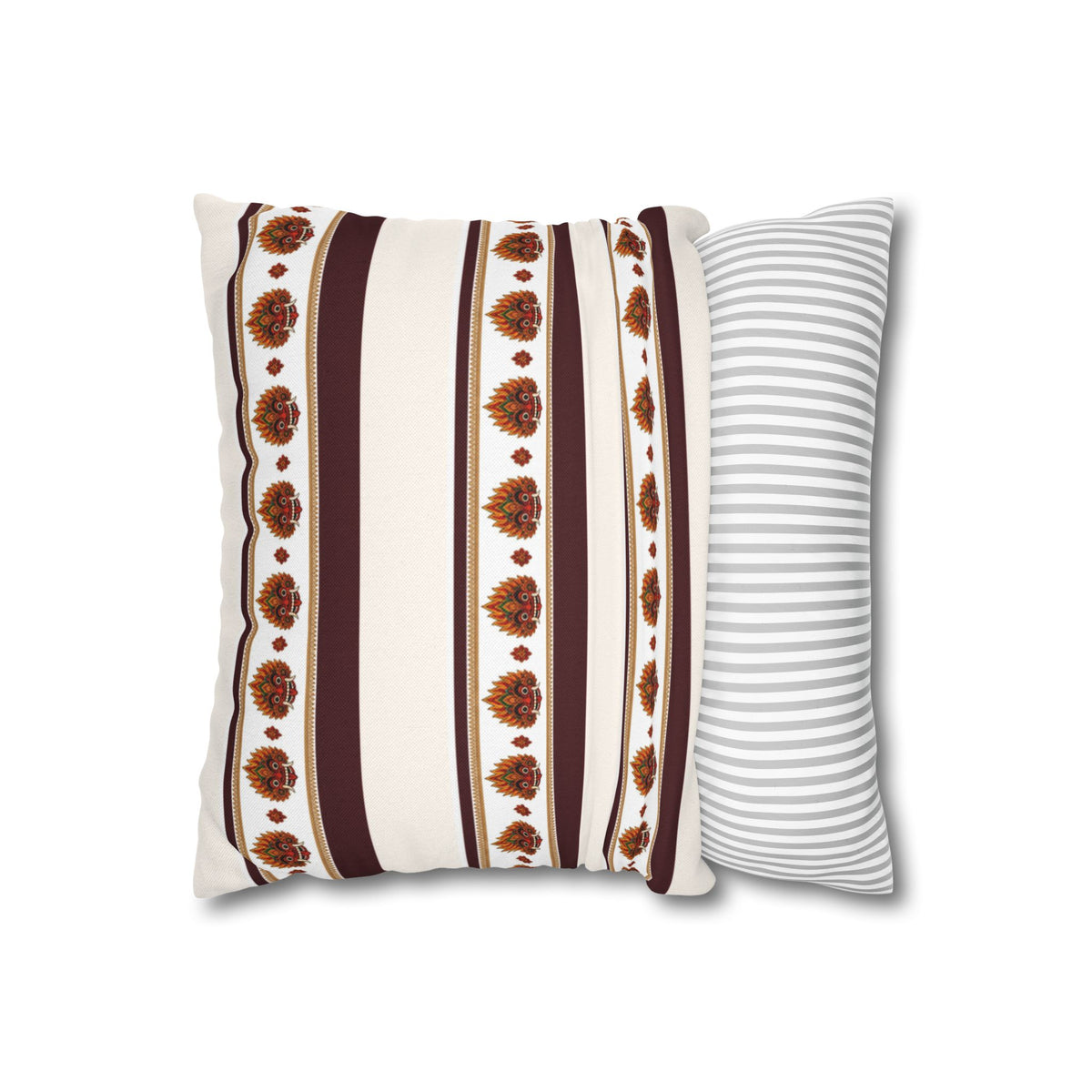 Raksha Stripe Cushion Cover Sri Lankan Devil Dance Repeat Pattern Throw Pillow
