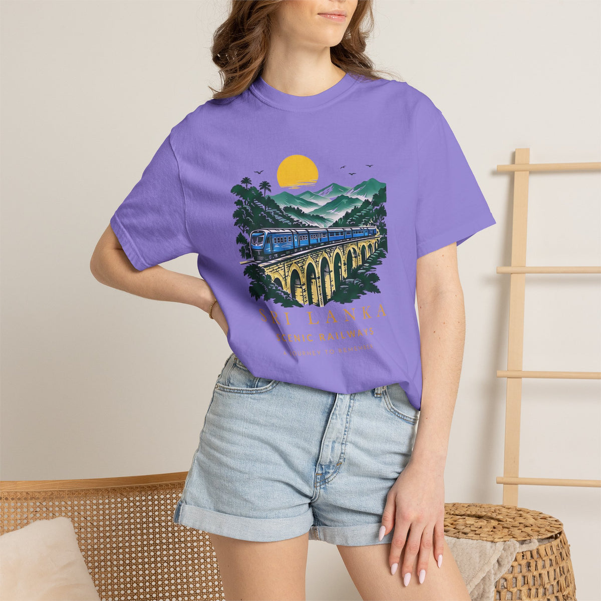 Sri Lanka Nine Arch Bridge Unisex T-Shirt Vintage Railway Tee