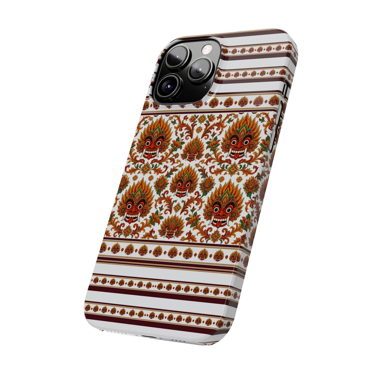 Sri Lankan Gift Slim Phone Case Raksha Floral Folk Mask Pattern