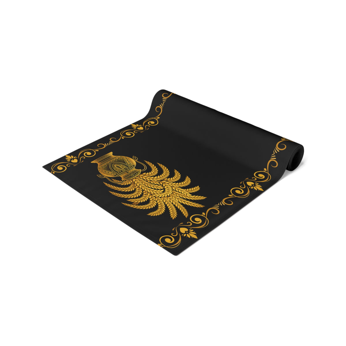 Punkalasa Table Runner Sri Lankan Gold Blessing Black Baroque Dining Table Linen