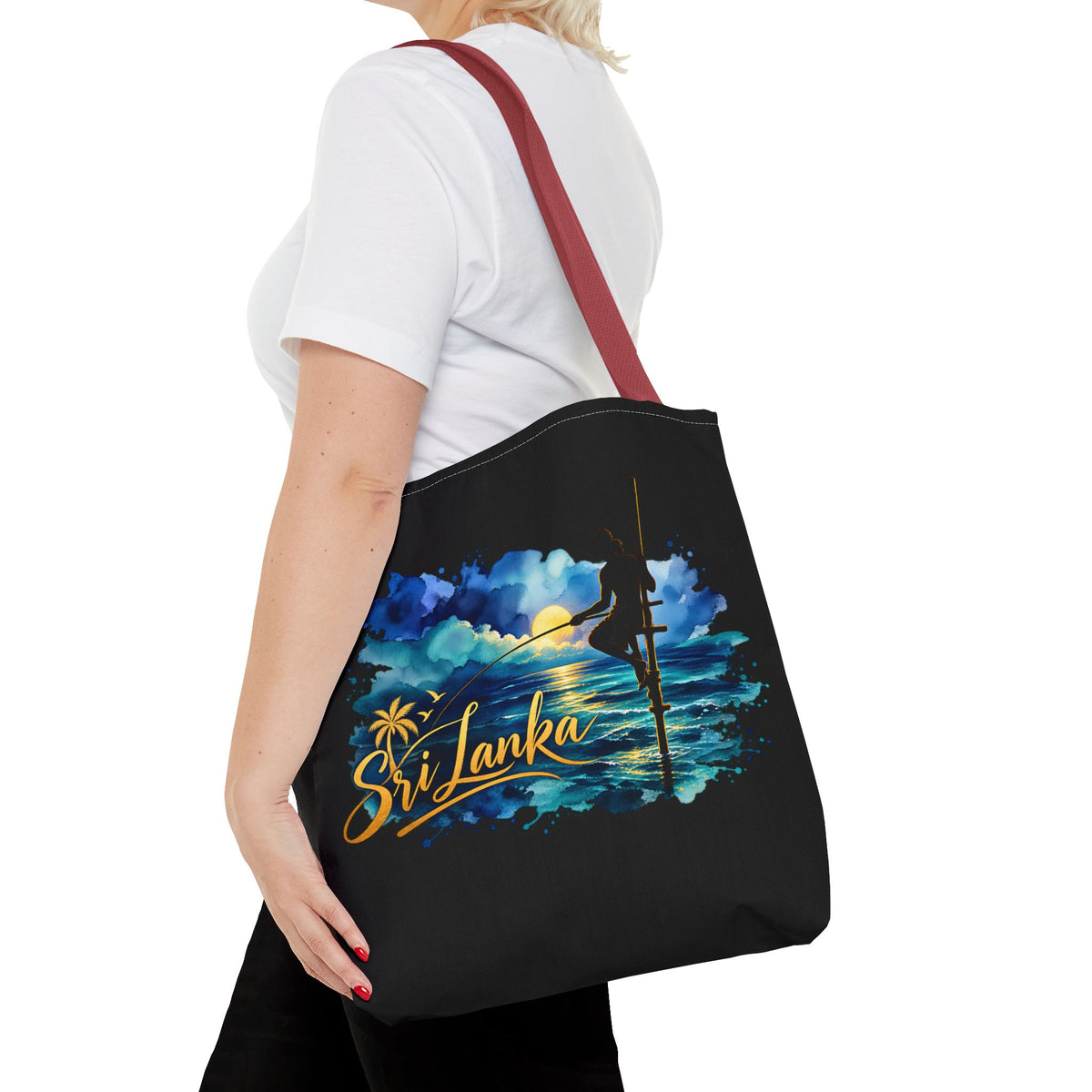 Sri Lanka Stilt Fisherman Tote Bag Island Dusk Beach Bag