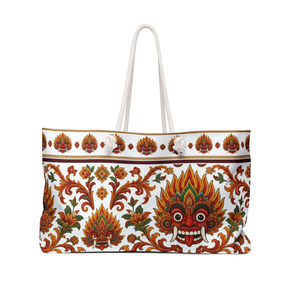 Sri Lanka Raksha Mask Weekender Bag Kolam Devil Dance Floral Print