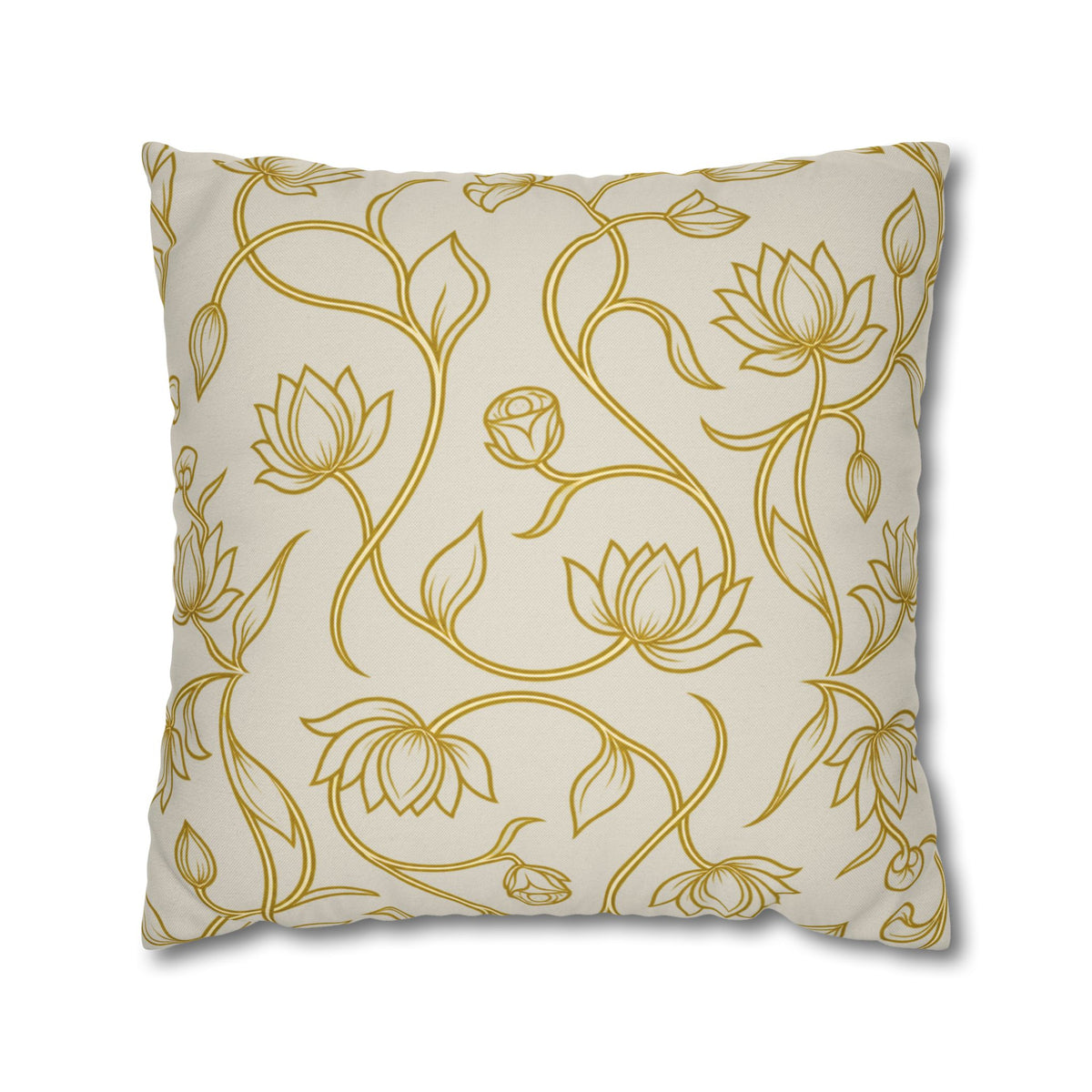 Ceylon Lotus Cushion Cover Sri Lankan Temple Flower Gold Botanical Pillow Case