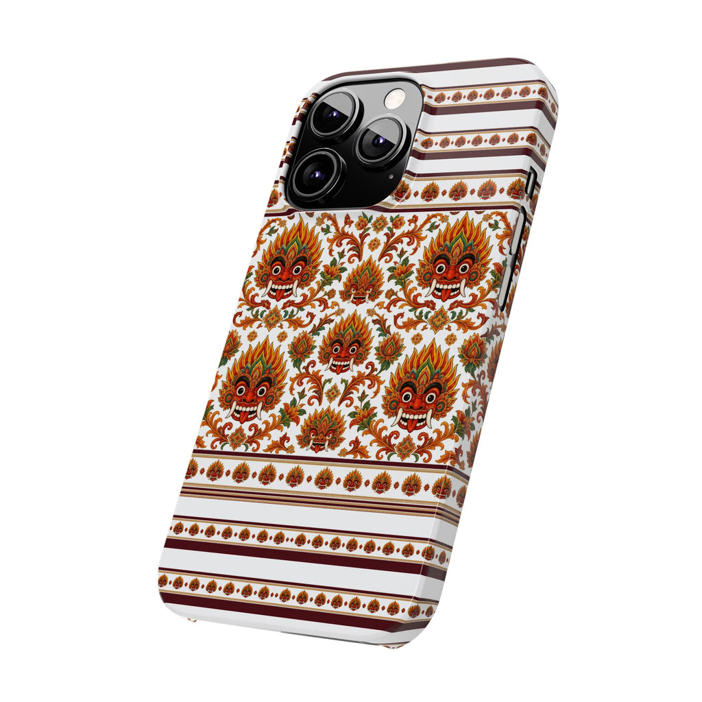 Sri Lankan Gift Slim Phone Case Raksha Floral Folk Mask Pattern