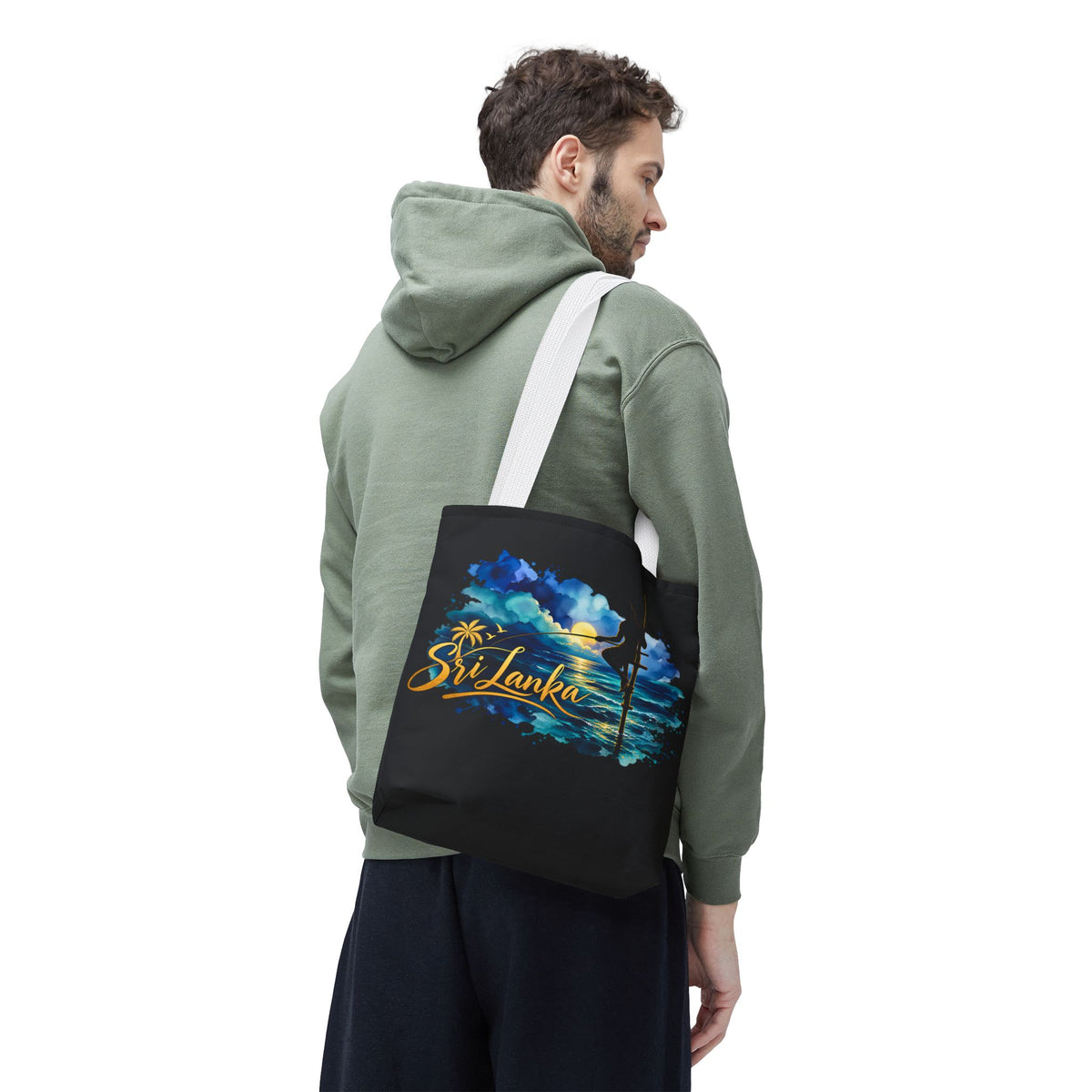 Sri Lanka Stilt Fisherman Tote Bag Island Dusk Beach Bag