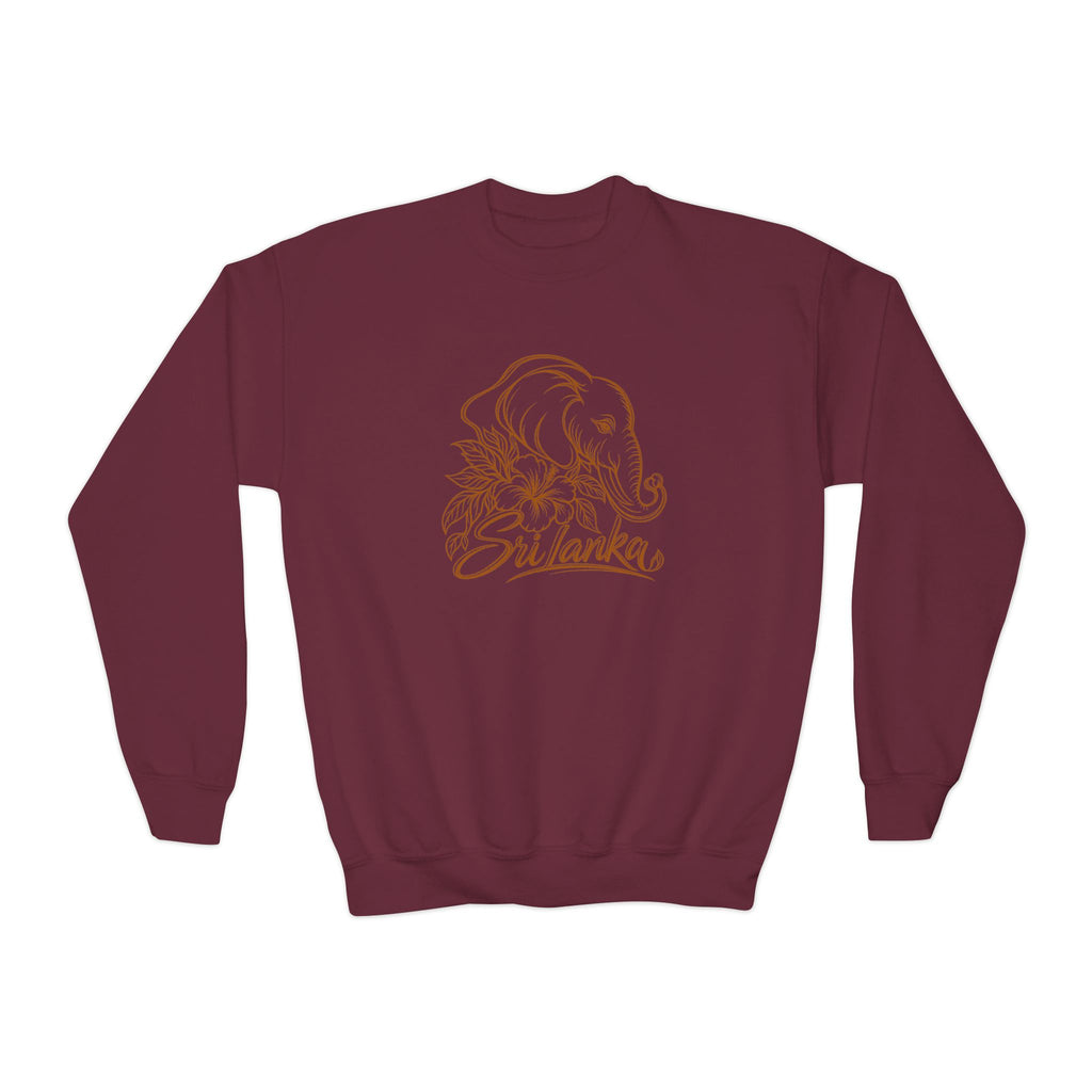 Sri Lankan Elephant Kids’ Sweatshirt | Floral Crewneck