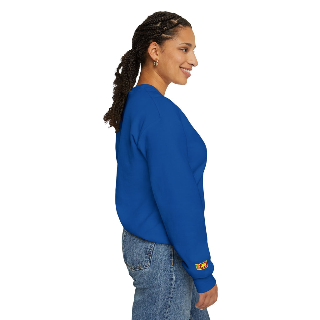 Embroideredlion face srilanka flag Minimal Palm Crest Sweatshirt — Small Tropical Logo Crewneck