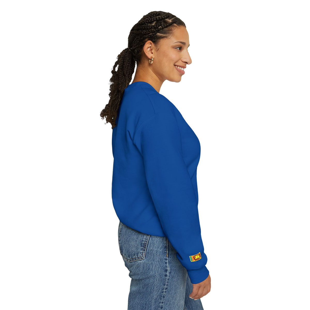 Embroideredlion face srilanka flag Minimal Palm Crest Sweatshirt — Small Tropical Logo Crewneck