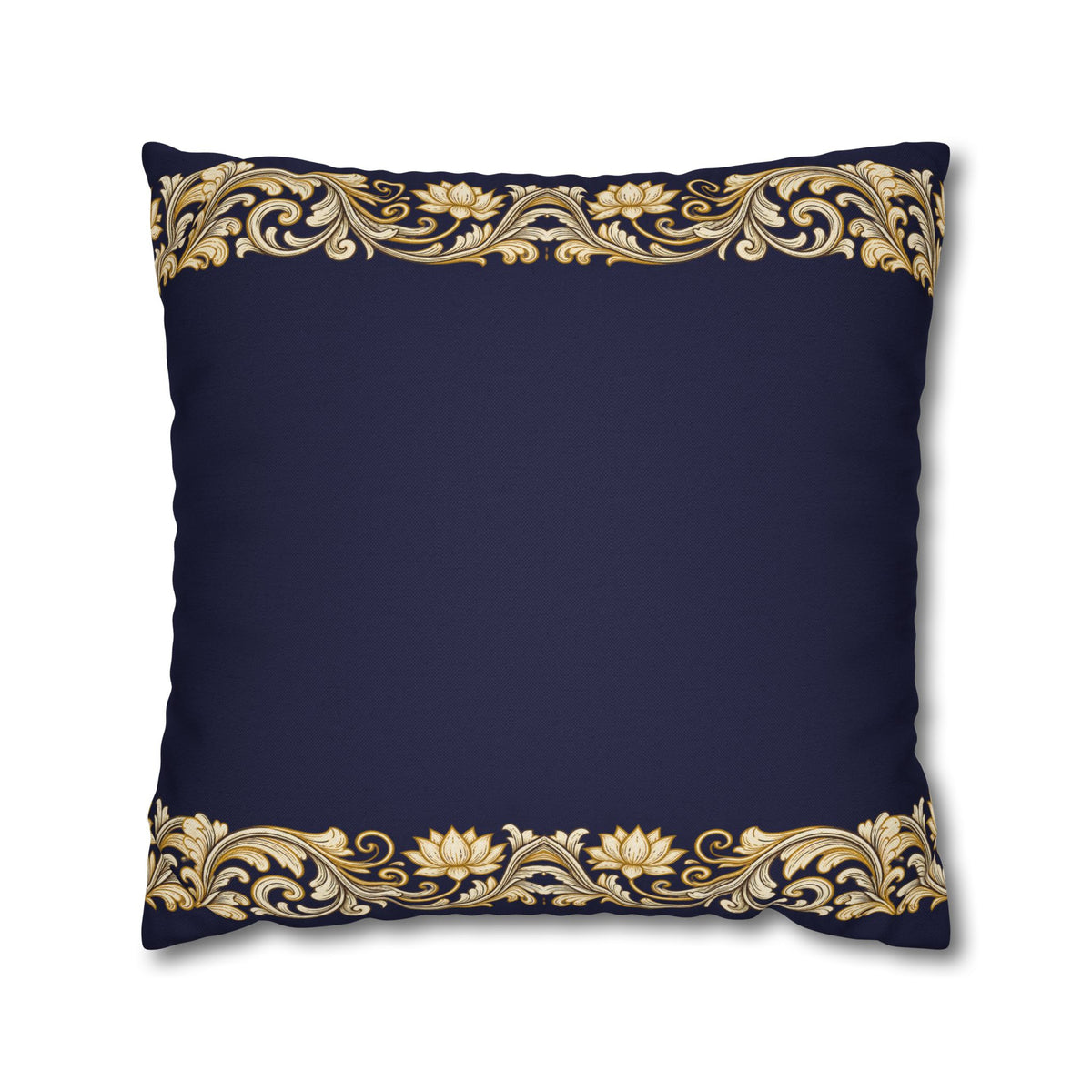 Baroque Gold Scroll Decorative Pillowcase — Navy Square Throw Pillow Cover