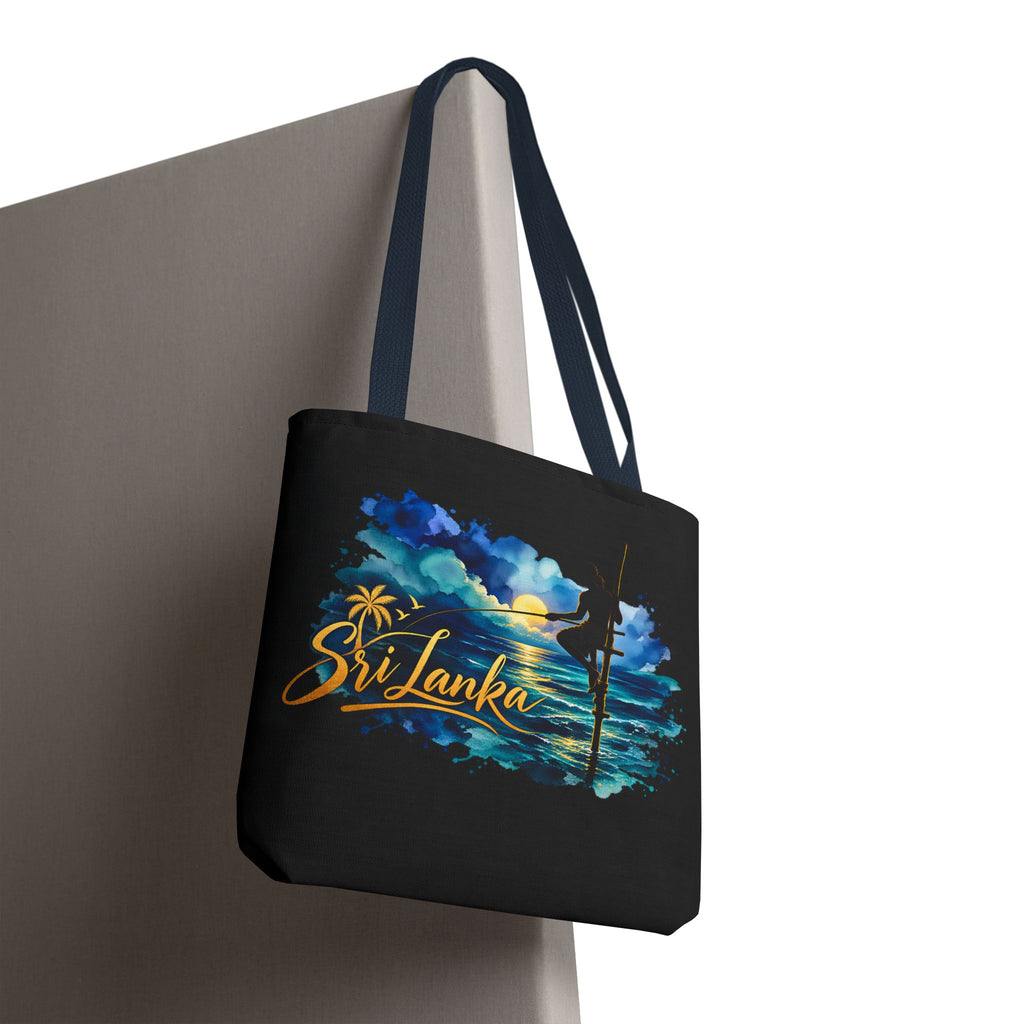 Sri Lanka Stilt Fisherman Tote Bag Island Dusk Beach Bag